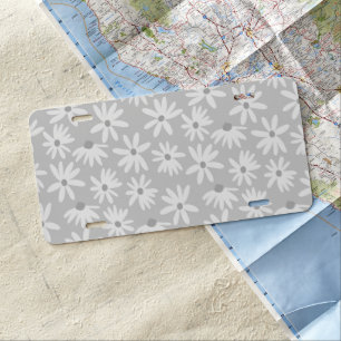 Retro Summer Daisies Pattern Small #6 #pattern License Plate