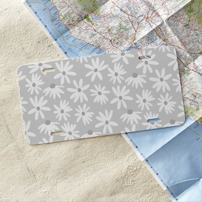 Retro Summer Daisies Pattern Small #6 #pattern  License Plate (In Situ)