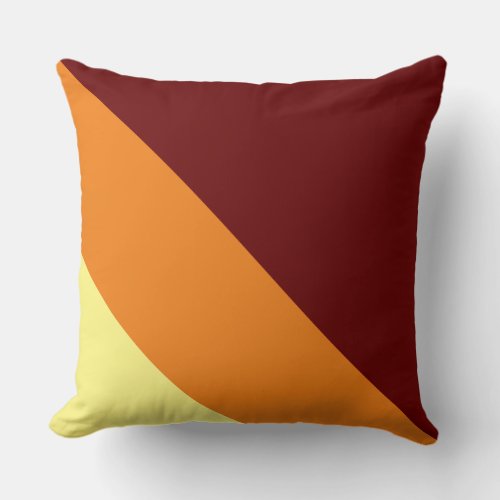 Retro Summer Deep Red Orange Yellow Stripes Throw Pillow