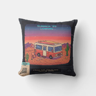 Retro Summer Error 404 T-Shirt | Glitch Art Throw Pillow