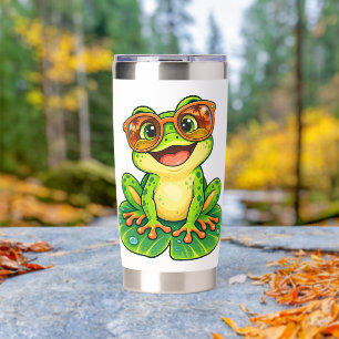 Retro Summer Frog with Sunglasses PNG Cute Tropi Insulated Tumbler