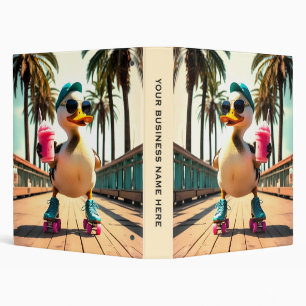 Retro Summer Funny Roller Duck 3 Ring Binder