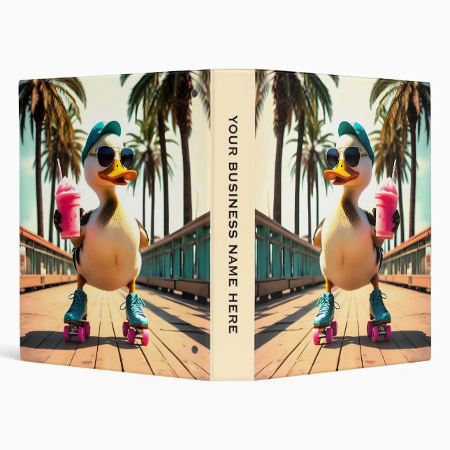 Retro Summer Funny Roller Duck  3 Ring Binder (Background)