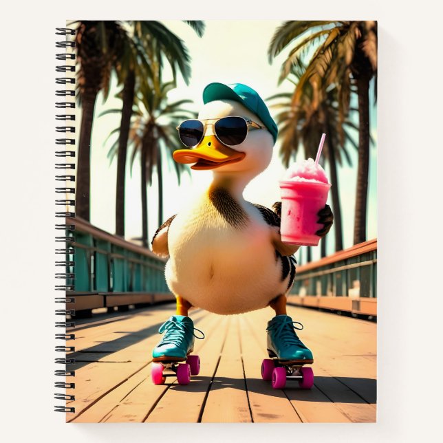 Retro Summer Funny Roller Duck  Notebook (Front)