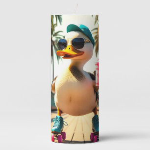 Retro Summer Funny Roller Duck Pillar Candle