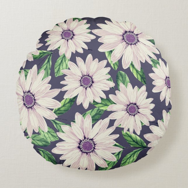 Retro Summer Garden Round Pillow (Front)