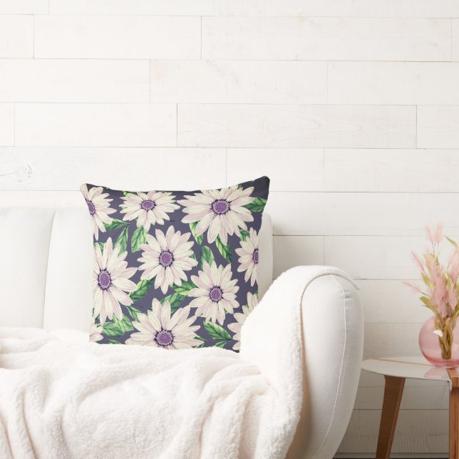 Retro Summer Garden Throw Pillow (Couch)