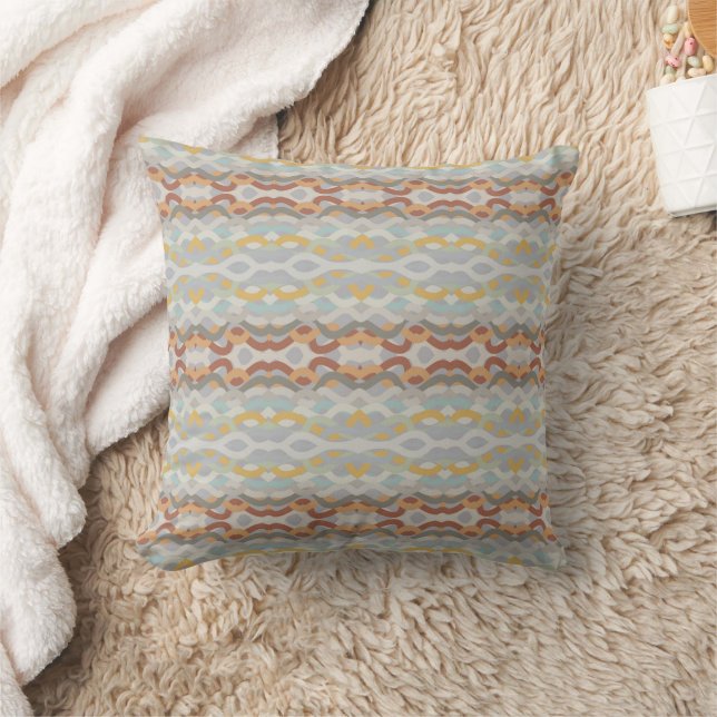 Retro Summer Geometric Color Block Pattern Design Throw Pillow (Blanket)