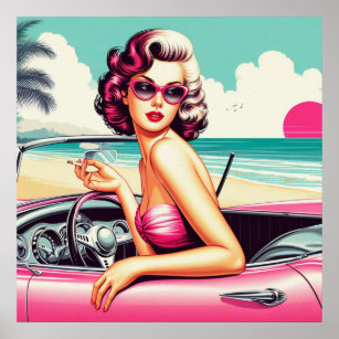 Summer Pinup Girl Posters & Prints