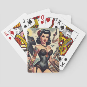 Retro Summer Gothic Pin-up Poker Cards
