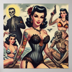 Retro Summer Gothic Pin-up Poster
