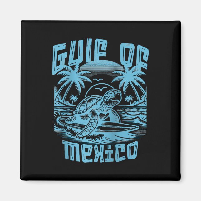 Retro Summer Gulf Of Mexico Forever Turtle Beach G Magnet (Front)