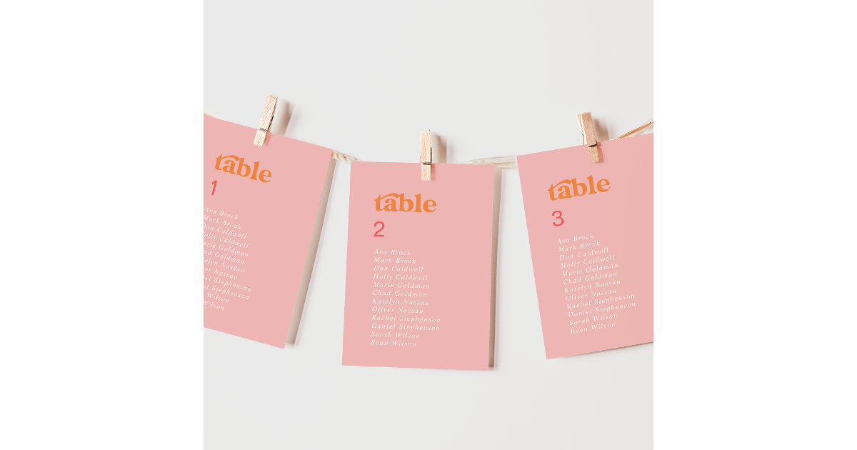 Retro Summer Hanging Seating Chart Card Zazzle