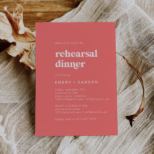 Retro Summer   Hot Pink Rehearsal Dinner Invitation