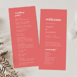 Retro Summer | Hot Pink Wedding Program<br><div class="desc">This retro summer hot pink wedding program is perfect for a colorful wedding. The unique modern vintage design features vibrant bold hot pink and white typography with fun groovy vibes. Include the name of the bride and groom, the wedding date and location, thank you message, order of service, bridal party...</div>