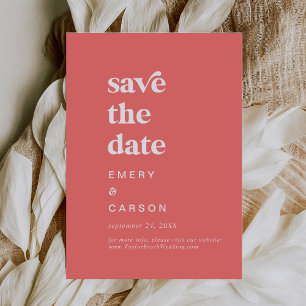 Retro Summer Hot Pink Wedding Save The Date