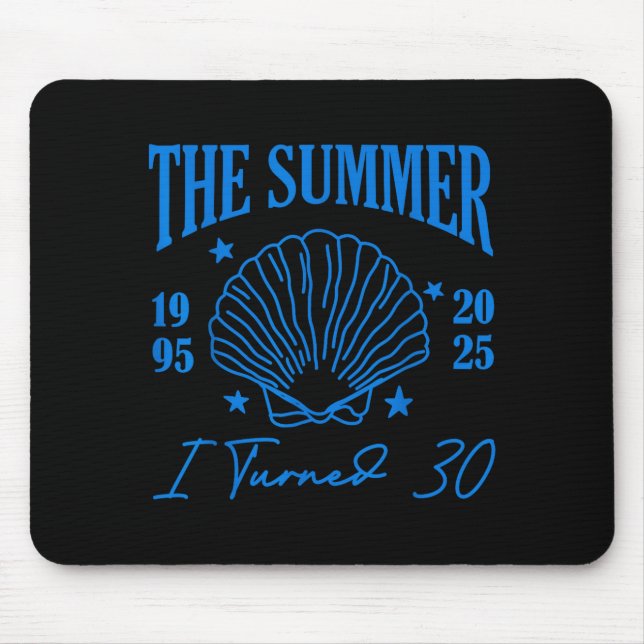 Retro Summer I Turn 30 Seashell Coastal Beach Summ Mouse Pad (Front)