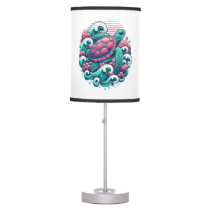 Retro Summer Ocean Wave Turtle Table Lamp