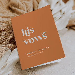 Retro Summer Orange His Vows Wedding Vow Books Invitation