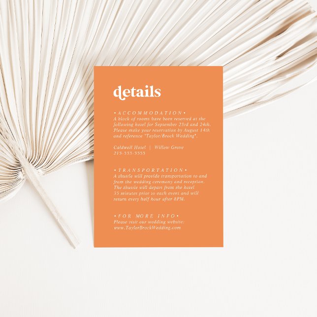 Retro Summer | Orange Wedding Details Enclosure Card (Creator Uploaded)