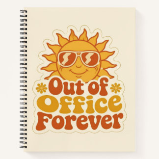 Retro Summer "Out of Office" Smiling Sun Sticker Notebook