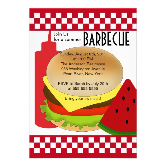 Retro Summer Party Barbecue Invitation BBQ