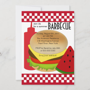 Retro Summer Party Barbecue Invitation BBQ
