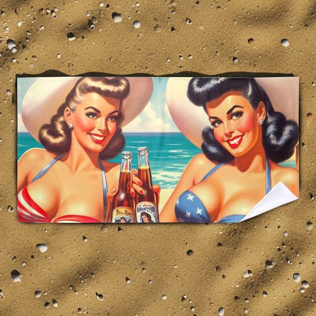 Retro Summer Pin-ups Beach Towel (Creator Uploaded)