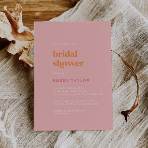 Retro Summer   Pink and Orange Bridal Shower Invitation