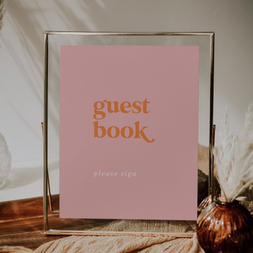 Retro Summer  Pink and Orange Guest Book Sign
