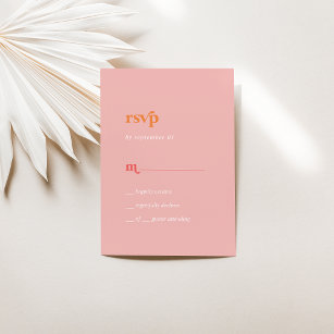 Retro Summer   Pink and Orange Simple RSVP Card