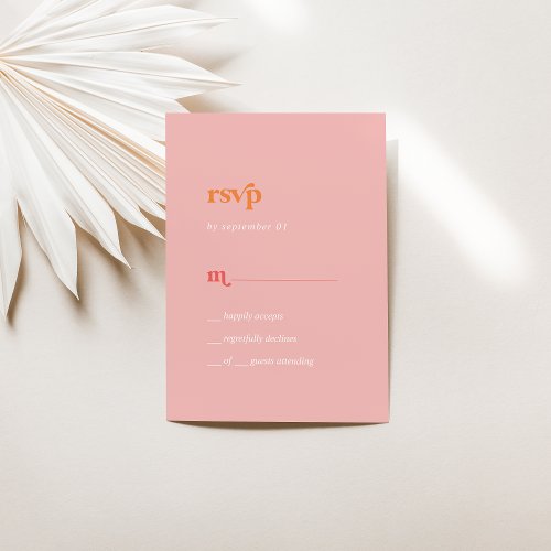 Retro Summer  Pink and Orange Simple RSVP Card