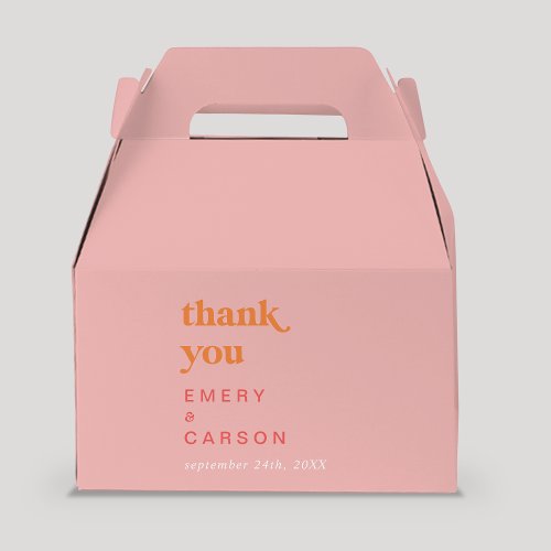 Retro Summer  Pink and Orange Thank You Favor Boxes