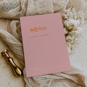 Retro Summer   Pink and Orange Wedding Advice Card