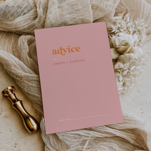 Retro Summer  Pink and Orange Wedding Advice Card