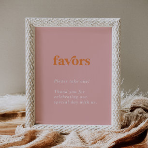 Retro Summer Pink and Orange Wedding Favors Poster
