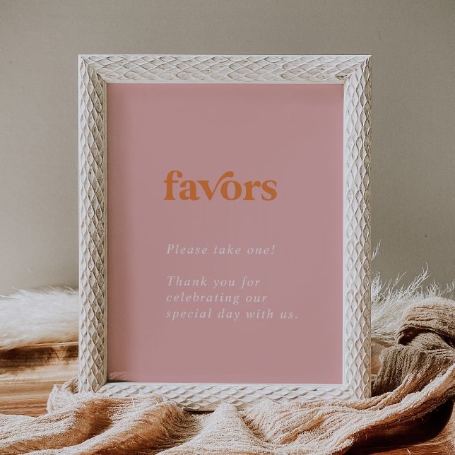 Retro Summer | Pink and Orange Wedding Favors Poster (Creator Uploaded)