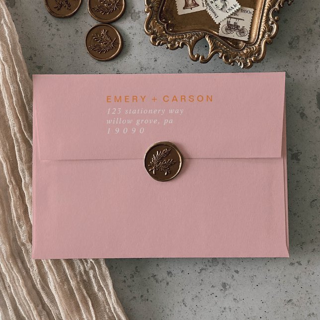 Retro Summer | Pink and Orange Wedding Invitation Envelope (Creator Uploaded)