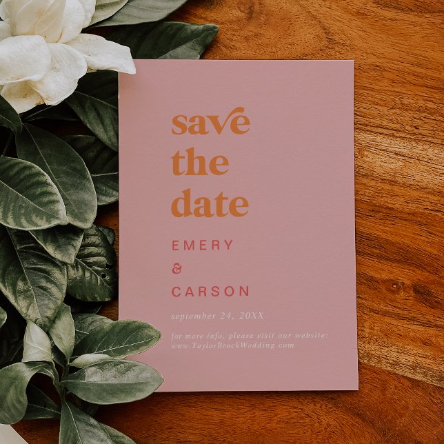Retro Summer | Pink and Orange Wedding Save The Date (Creator Uploaded)