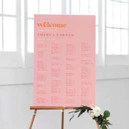 Retro Summer Pink and Orange Wedding Seating Chart Foam Board