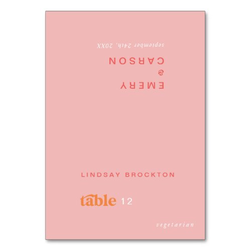 Retro Summer Pink Orange Name Wedding Place Cards