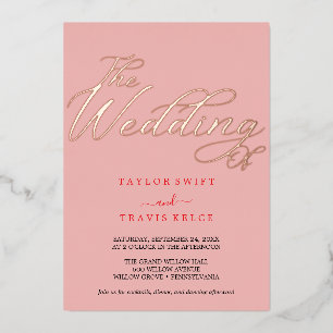 Retro Summer Pink & Orange Wedding Foil Invitation