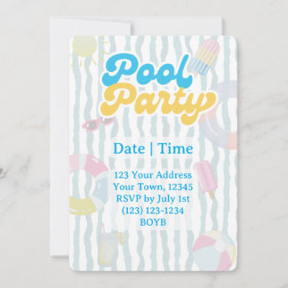 Retro Summer Pool Party Invitation