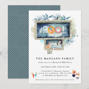 Retro Summer Pool Party Invitation
