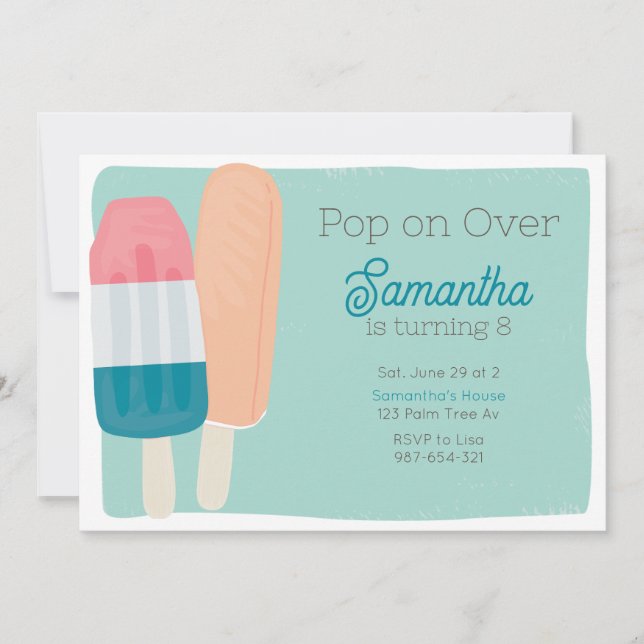 Retro Summer Popsicle Kids Birthday Invitation (Front)