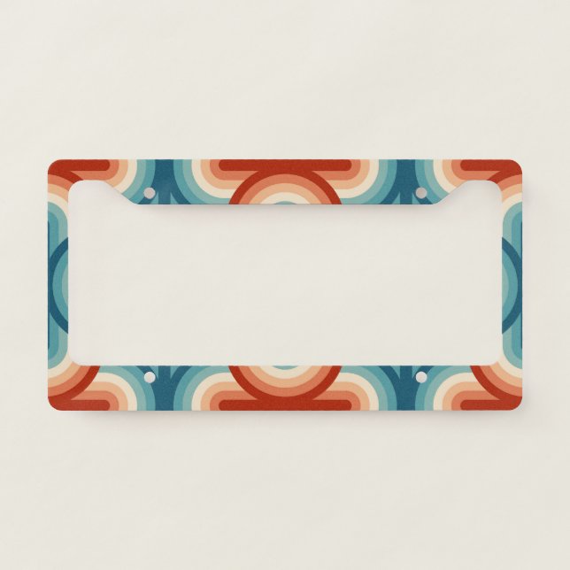 Retro Summer Rainbow Stripes Pattern License Plate Frame (Front)