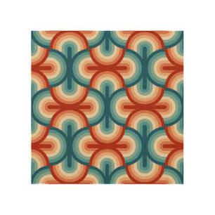 Retro Summer Rainbow Stripes Pattern Wood Wall Art