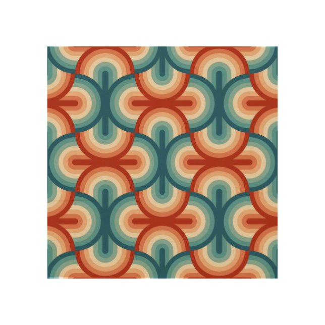 Retro Summer Rainbow Stripes Pattern Wood Wall Art (Front)