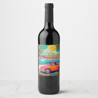 Retro Summer Ride Wine Label