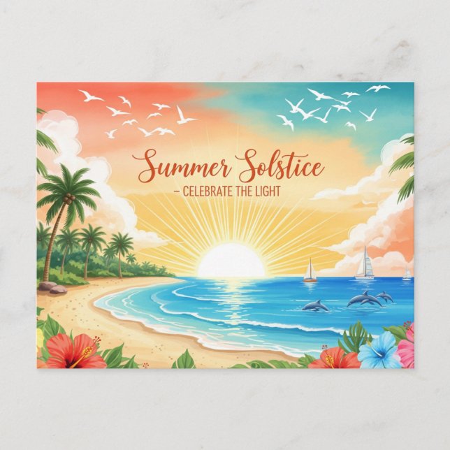  retro Summer Solstice  Postcard (Front)